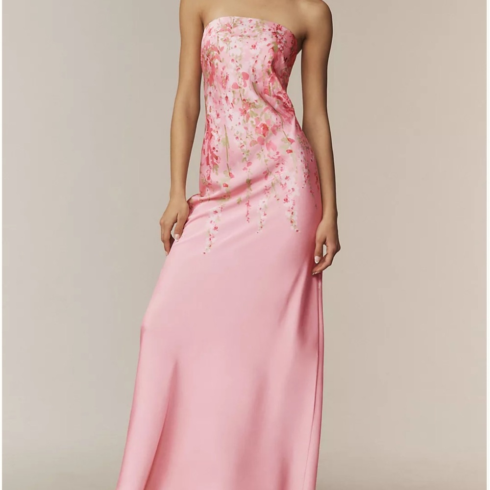 BHLDN Mia Strapless Satin Column Maxi Dress